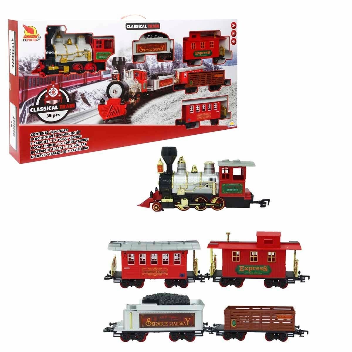 Sunman Tren Set Klasik 35prç.Byk.Ses/Işık B/O S01001555 | Taşıtlar