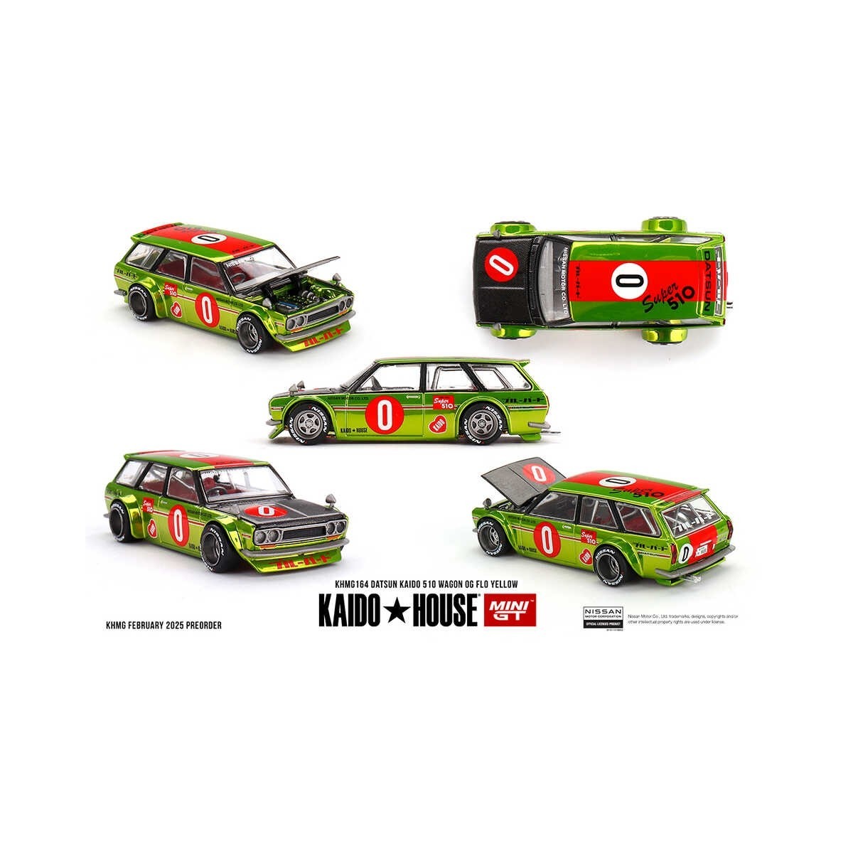 Mini GT 1/64 KaidoHouse Datsun KAIDO 510 Wagon OG Flo Yellow