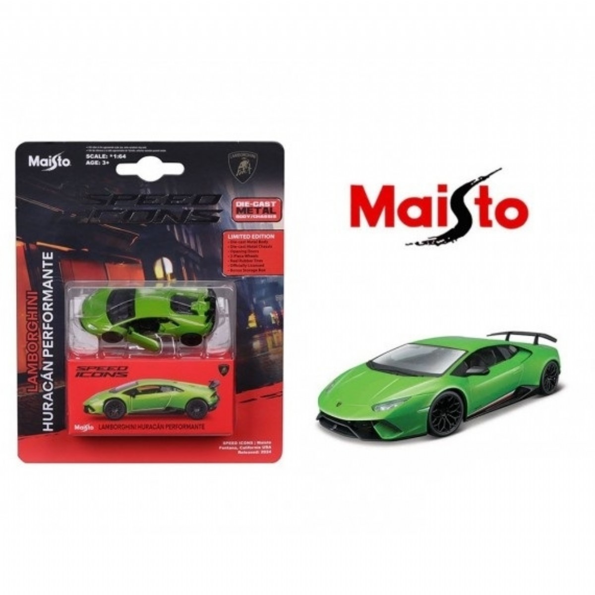 Maisto 1:64 Speed Icons - Lamborghini Huracan Performante Yeşil