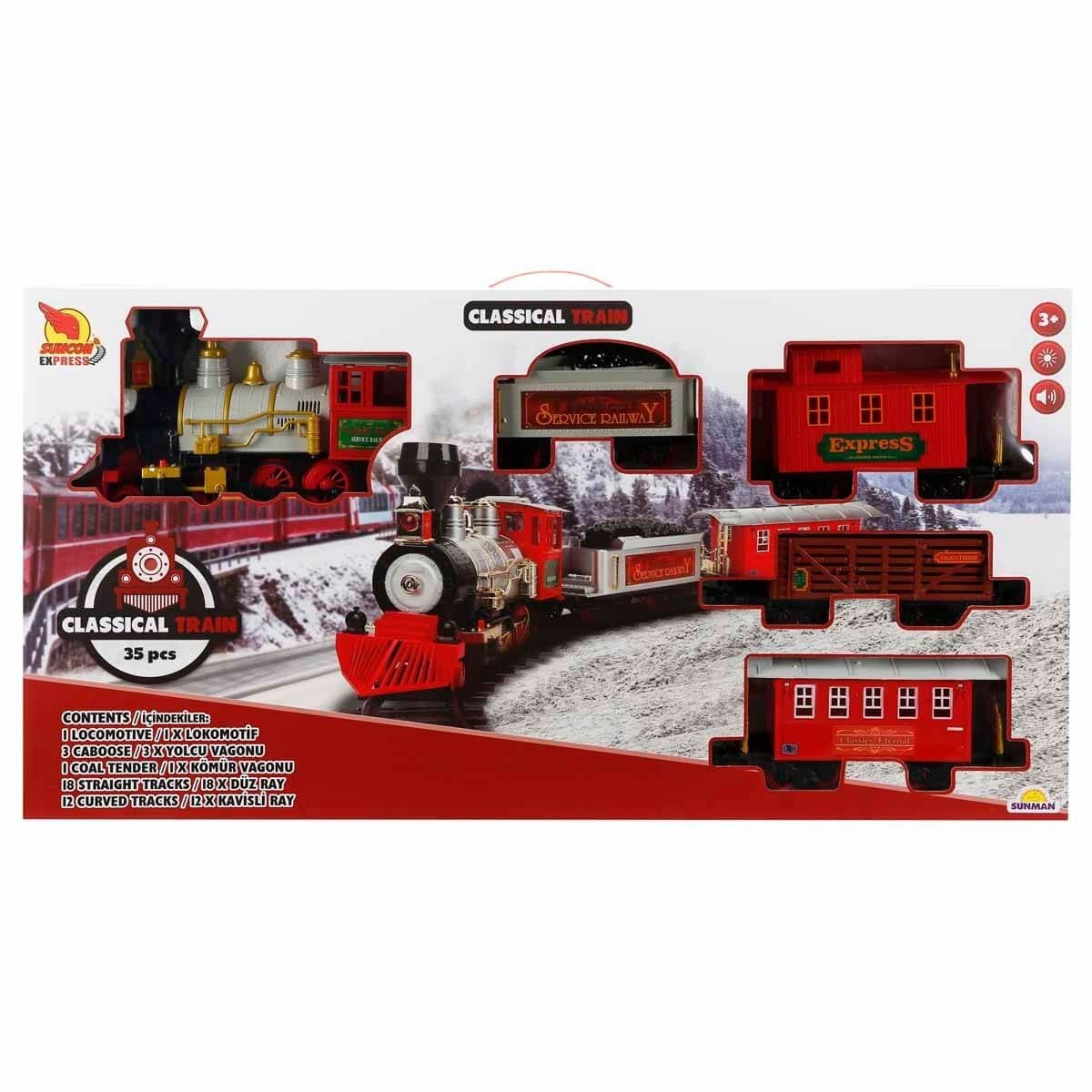 Sunman Tren Set Klasik 35prç.Byk.Ses/Işık B/O S01001555 | Taşıtlar