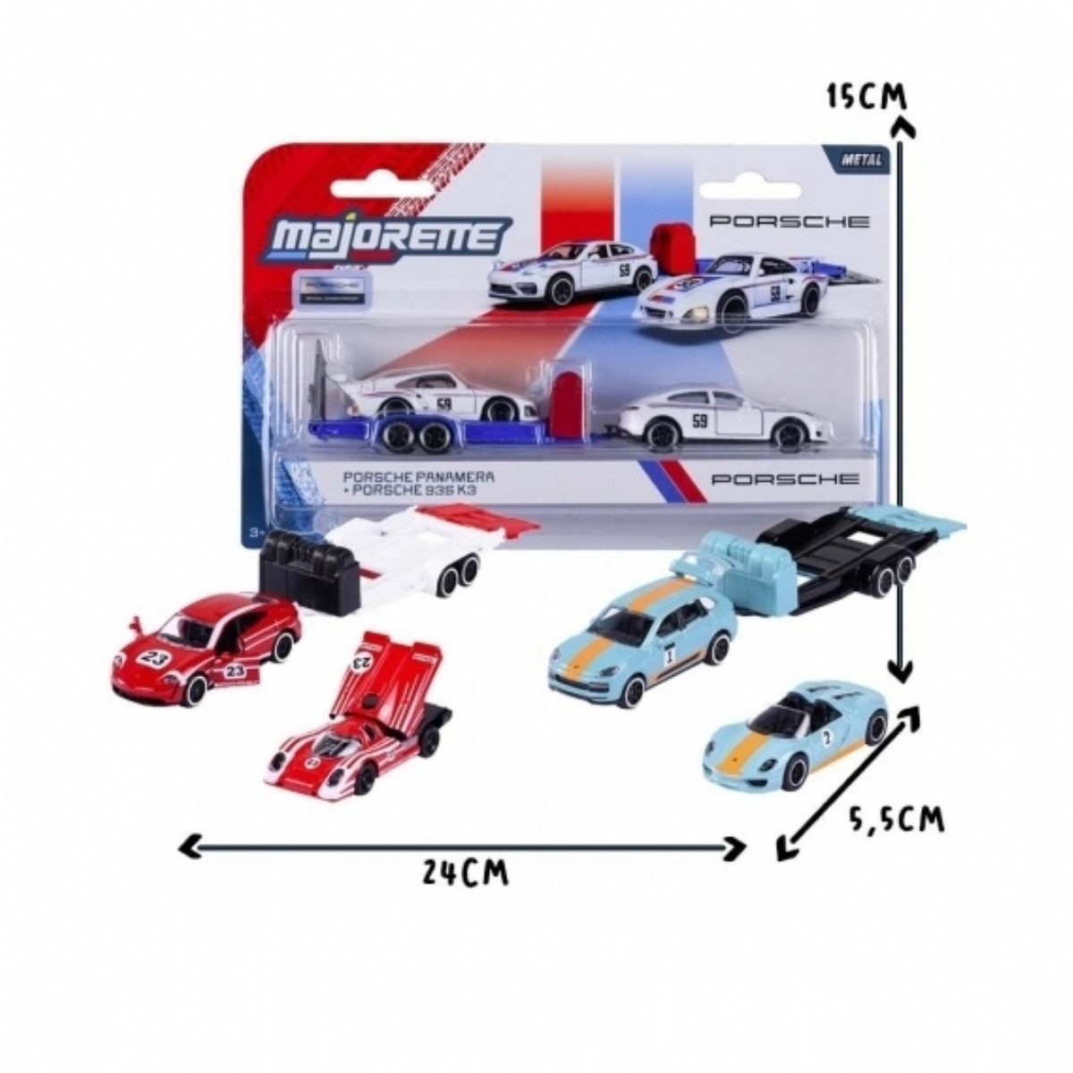 Majorette Porsche Deluxe Trailer 3'lü Set 8502103001 | 1/64