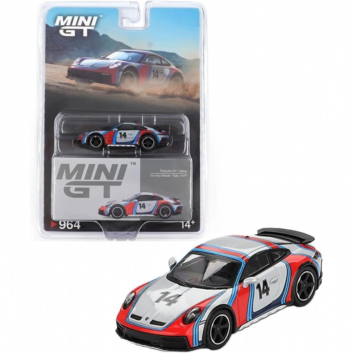 Mini GT 1/64 Porsche 911 Dakar Ice Grey Metallic 