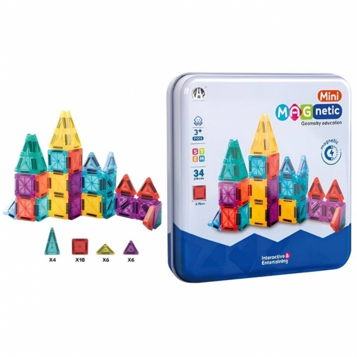 Mini Magnetic Puzzle Tin Box 3,75 Cm 34 Pcs Ch1474 | Eğitici