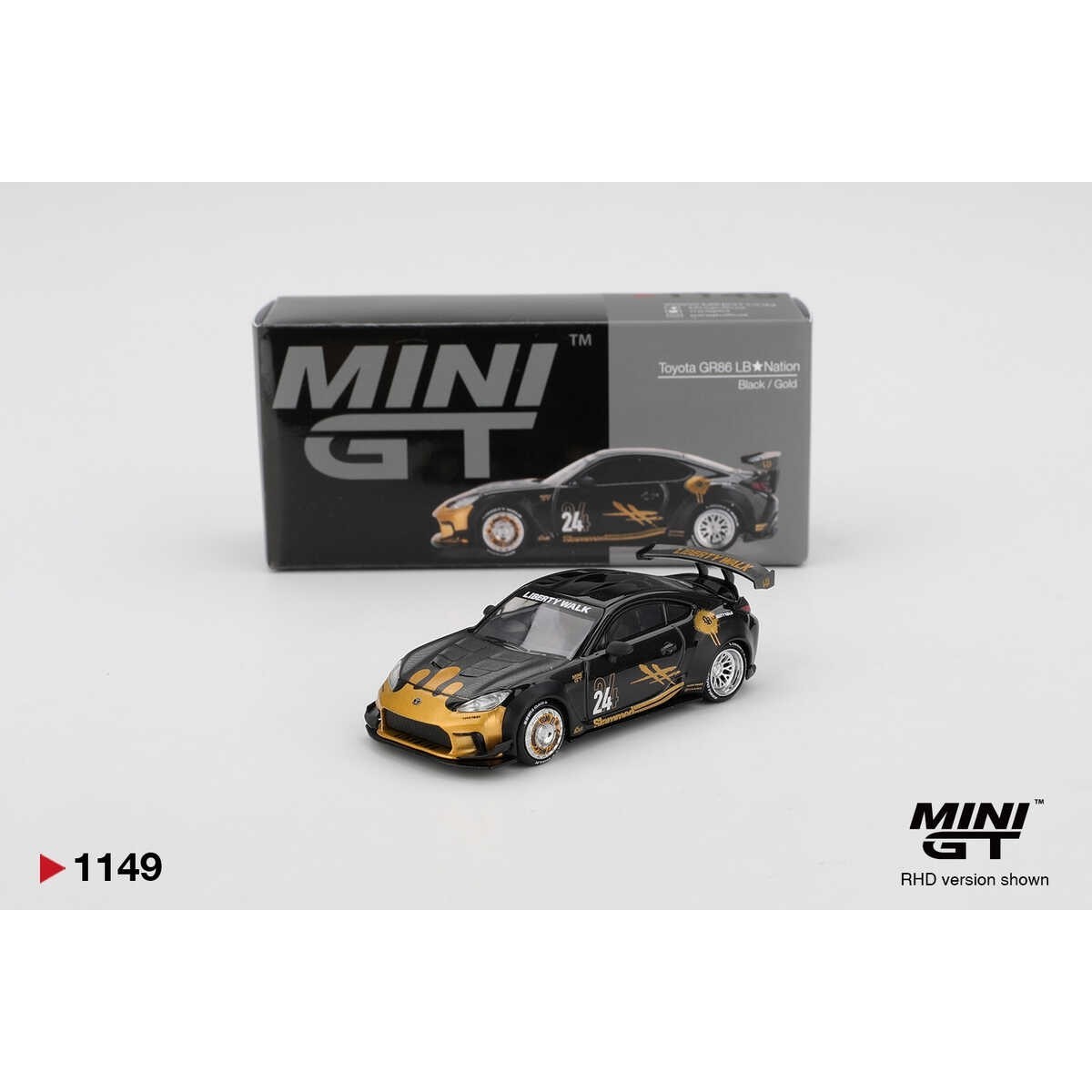 Mini GT 1/64 Toyota GR86 LB-Nation Black/Gold 01149 | 1/64 | Model